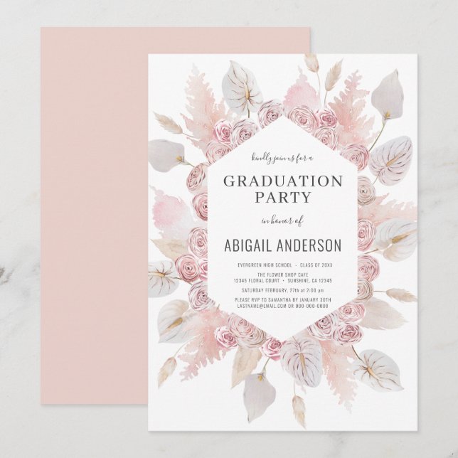 Invitation Boho Graduation Class of 2023 Party Card (Devant / Derrière)