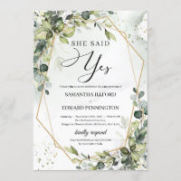 Boho Green cadre or elle a dit oui fiançailles