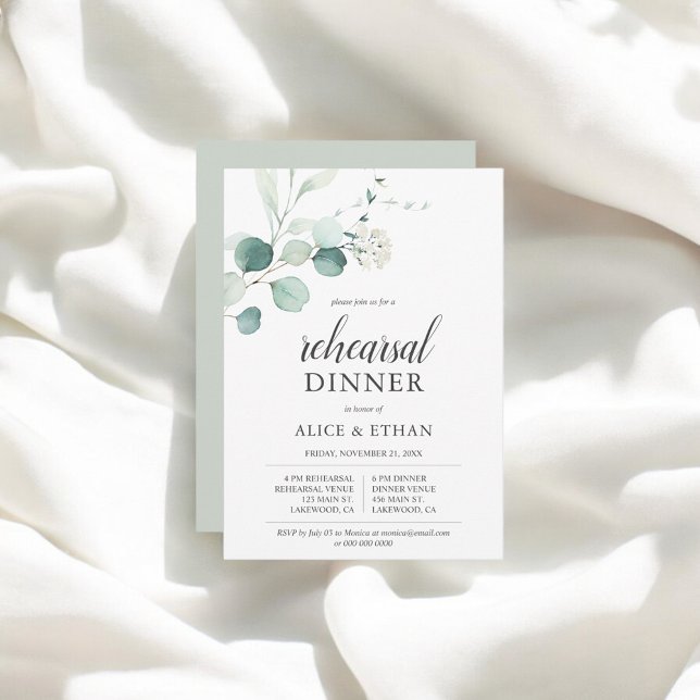 Invitation Boho Green Dîner de répétition Eucalyptus (Créateur téléchargé)