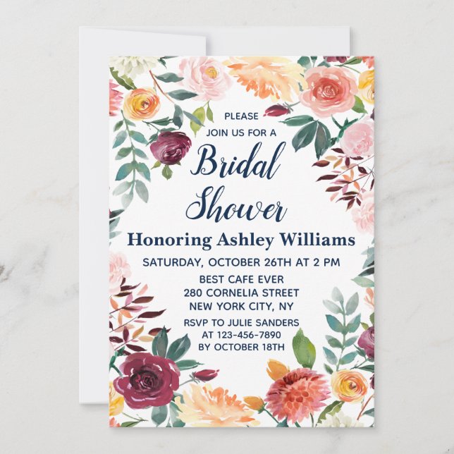 Invitation Boho Green Fall in Love Floral Fête des mariées (Devant)
