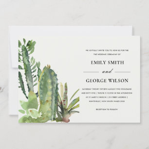 INVITATION BOHO GREEN FLORAL DESERT CACTI FOLIAGE MARIAGE