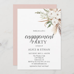 Invitation Boho Green Pampa Grass Engagement Party
