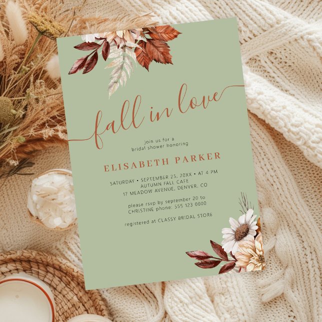 Invitation Boho green rust fall in love bridal shower (Créateur téléchargé)