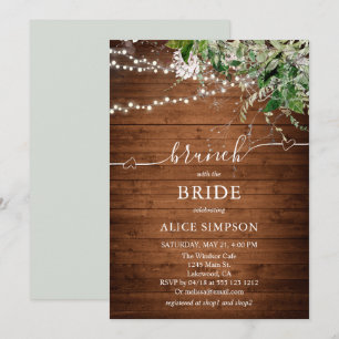 Invitation Boho Green Script Heart Brunch Fête des mariées Da