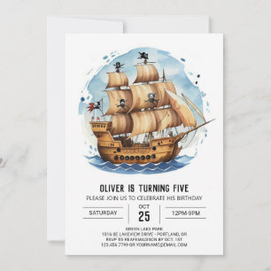 Invitation Boho Happy Sails Pirate Anniversaire
