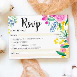 Invitation Boho harde fleurs sauvages printemps rose mariage