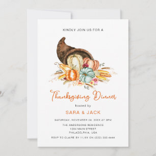 Invitation Boho Harvest Automne Citrouille Thanksgiving Dîner