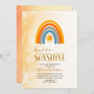 Invitation Boho Hello Sunshine watercolor baby shower