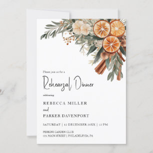 Invitation Boho hiver agrumes sec orange de répétition dîner