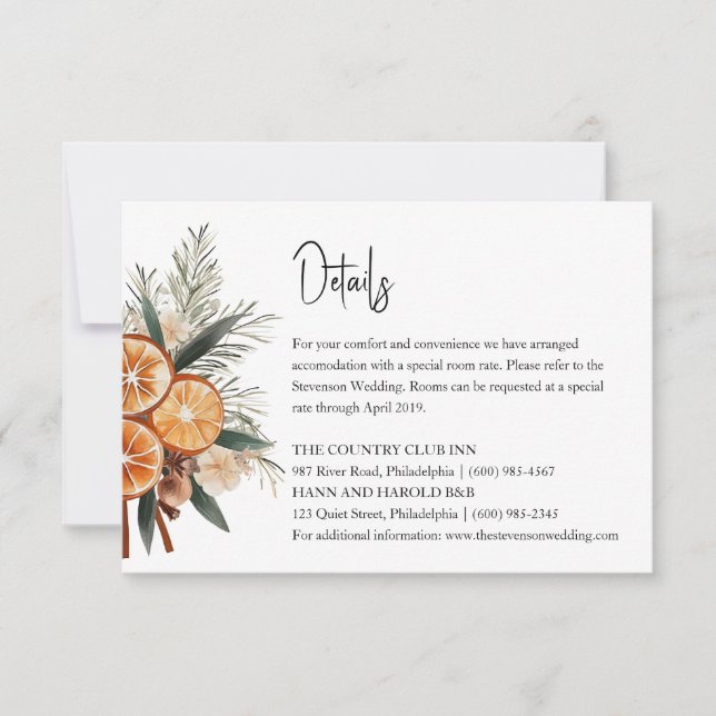Invitation Boho hiver Détails du mariage (Devant)
