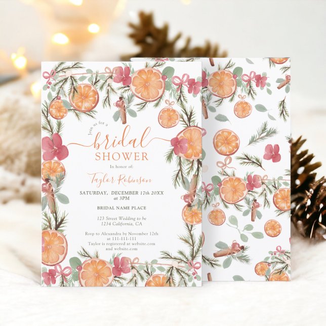 Invitation Boho Hiver Séché Citrus Fête des mariées Florale (Boho Winter Dried Citrus Floral Bridal Shower Invitation)