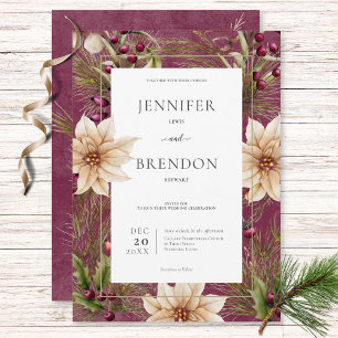 Invitation Boho Hiver Végétation Boughs Bourgogne