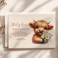 Boho Holy Cow Highland Cow 1er anniversaire