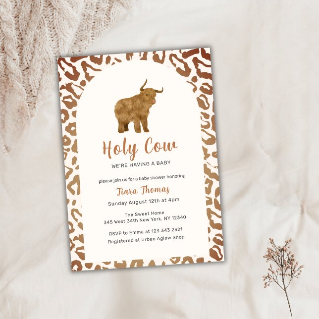 Invitation Boho Holy Cow Western Highland Cow Baby shower (Boho Holy Cow Western Highland Cow Baby Shower Invitation)
