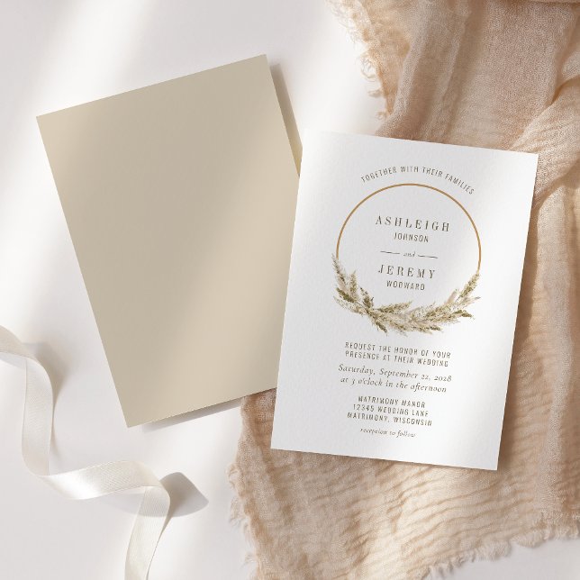 Invitation Boho Hoop Pampas Grass Mariage (Créateur téléchargé)