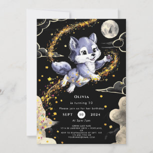 Invitation Boho Howling Wolf Anniversaire