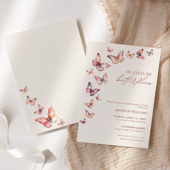 Invitation Boho Il Me Donne Fête des mariées Aux Papillons (Créateur téléchargé)