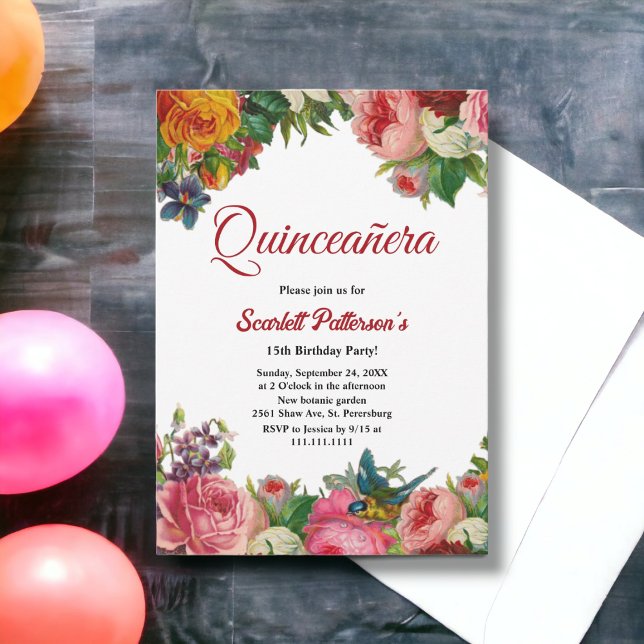 Invitation Boho Jardin botanique Été Floral Quinceanera (Créateur téléchargé)