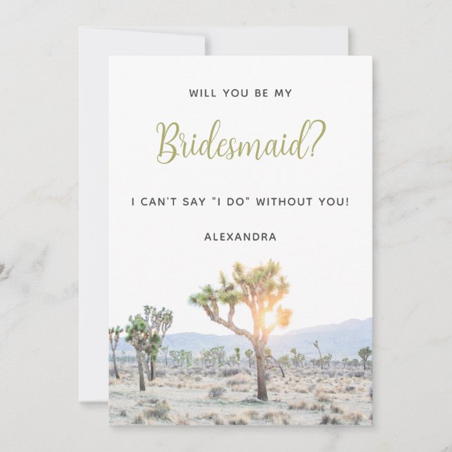 Invitation Boho Joshua Tree Seras-Tu Ma Demoiselle D'Honneur (Devant)