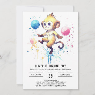 Invitation Boho Joyeux Singe Anniversaire