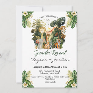 Invitation Boho Jungle Animaux Genre Reveal Party