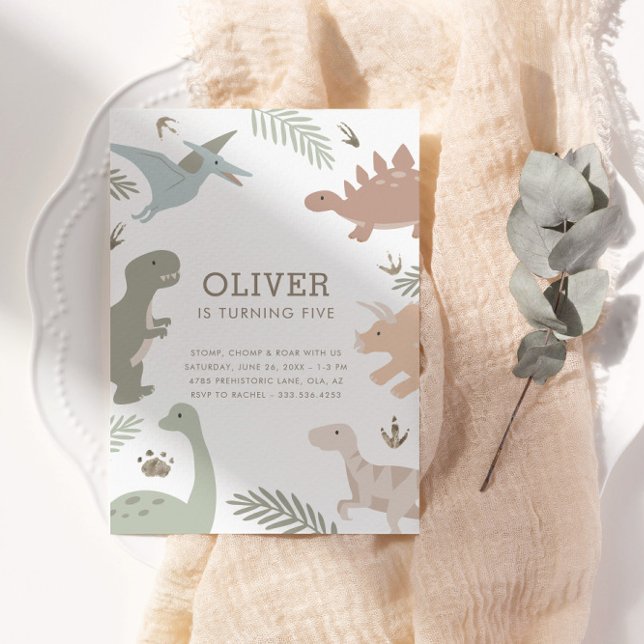 Invitation Boho Kids Dinosaur Thème Anniversaire (Créateur téléchargé)