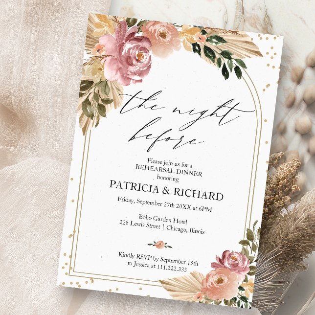 Invitation Boho La Nuit Avant Le Dîner De La Répétition (Créateur téléchargé)