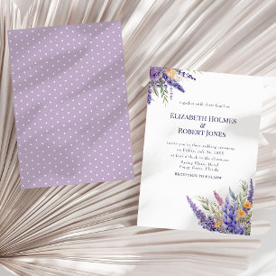 Invitation Boho Lavande Lilas Aquarelle Fleurs Sauvages Maria