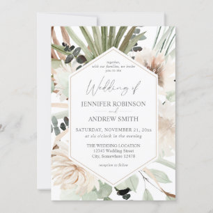 Invitation Boho LG Texte Eucalyptus Palm feuille Mariage flor