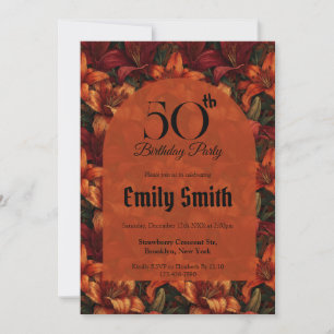 Invitation Boho Lilies Luxe Anniversaire Milestone