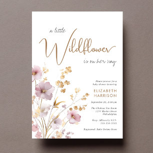 Invitation Boho Little Fleur sauvage Aquarelle bébé fille dou
