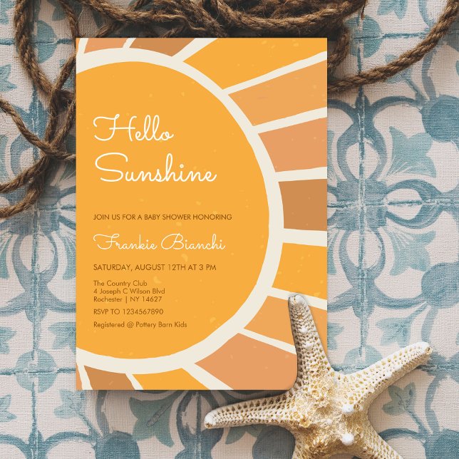 Invitation Boho Little ray of Sunshine Baby Shower (Créateur téléchargé)