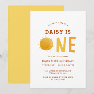 Invitation Boho Little Sunshine Est Un 1Er Anniversaire