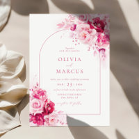 Boho Magenta Hot Pink Arch Floral Élégant Mariage