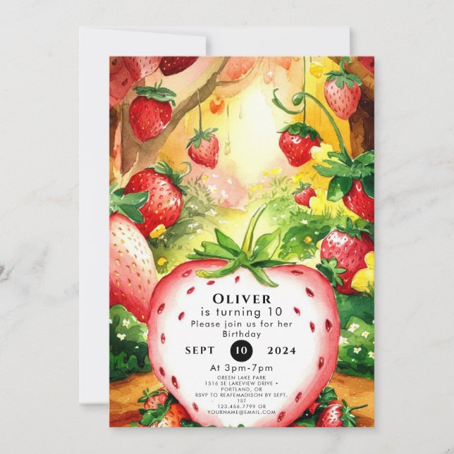 Invitation Boho Magic Sweet Strawberry Anniversaire (Devant)