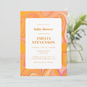 Invitation Boho Marbre jaune et rose Baby shower unique