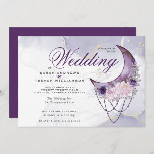 Invitation Boho Mariage Esoterst Amethyst Crescent Moon