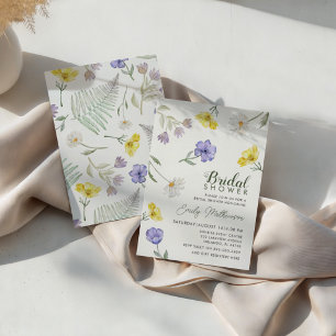 Invitation Boho Mariage Fête de Fleurs Violettes et Jaunes Sa