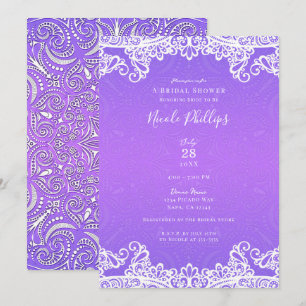 Invitation Boho Mariage Fête de Mariée avec Dentelle Violette