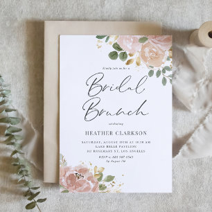 Invitation Boho Mauve Peach Flowers Bridal Brunch Code QR