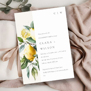 Invitation Boho Minimal Jaune Citron Fiançailles Jardin