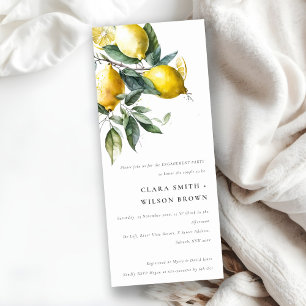 Invitation Boho Minimal Jaune Citron Fiançailles Jardin