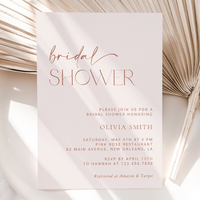 Invitation Boho minimal, Moderne, Terracotta, Fête des mariée (Créateur téléchargé)