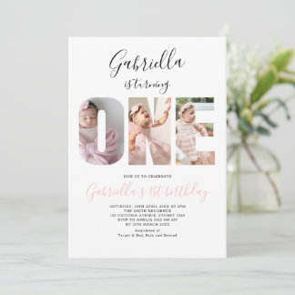 Invitation Boho Minimalist One Photo 1st Birthday