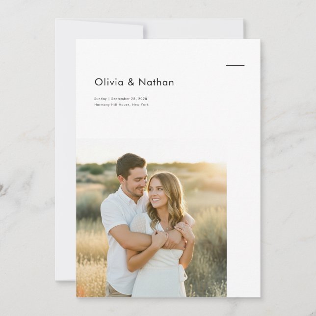 Invitation Boho Minimalist Photo Wedding (Devant)