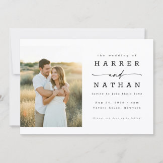Invitation Boho Minimalist QR Code Photo Wedding
