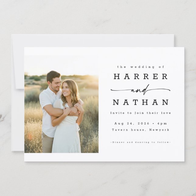 Invitation Boho Minimalist QR Code Photo Wedding (Devant)