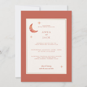 Invitation Boho Minimalist Terracotta Moon & Etoiles Mariage