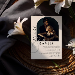 Invitation Boho Minimaliste Moderne Mariage Photo Arborée