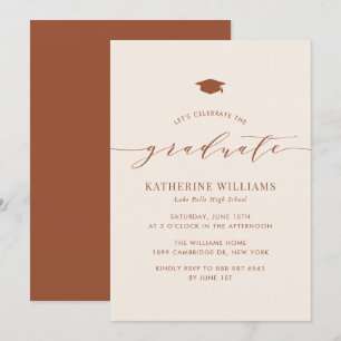 Invitation Boho Minimaliste Script Terracotta Graduation Part
